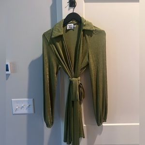Green mini wrap dress
